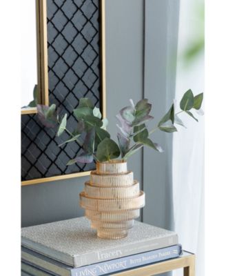 Ribbed Geometric Glass Vase, Set of 2