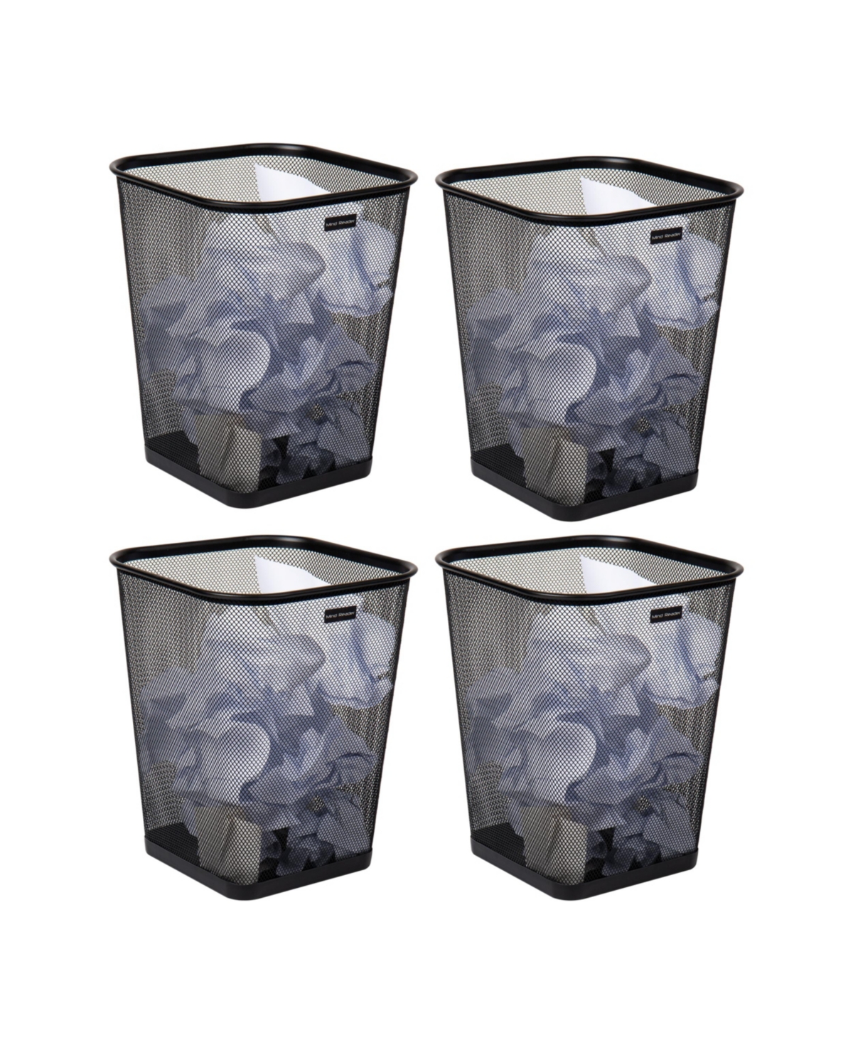 Mind Reader Network Collection, Waste Paper Basket, 5 Gallon Capacity, Reinforced Solid Rim And Base, Metal Mesh In Black