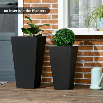 2-Pack MgO Flower Pots with Drainage Hole, Outdoor Planters
