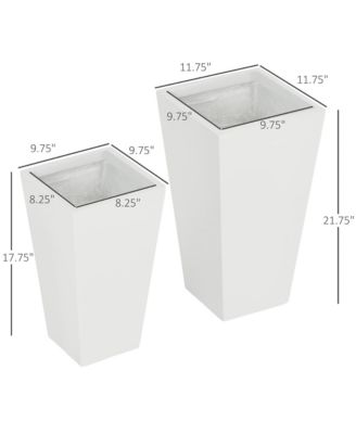 2-Pack MgO Flower Pots with Drainage Hole, Outdoor Planters
