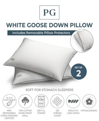 100% Certified RDS White Goose Down Soft Density 2-Pack Pillows, King