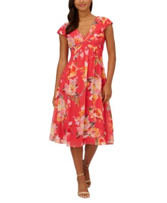 Adrianna Papell - Women's Printed Front-Twist Midi Dress