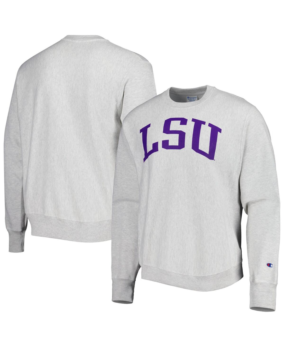 Men's ChampionLsu Tigers Arch Reverse Weave Pullover Sweatshirt - Heathered Gray