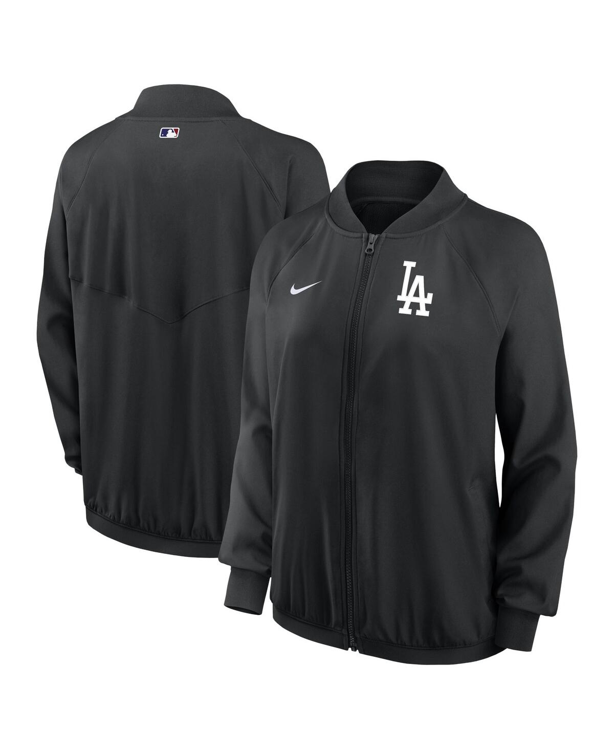 Nike Women's  Black Los Angeles Dodgers Authentic Collection Team Raglan Performance Full-zip Jacket In Black
