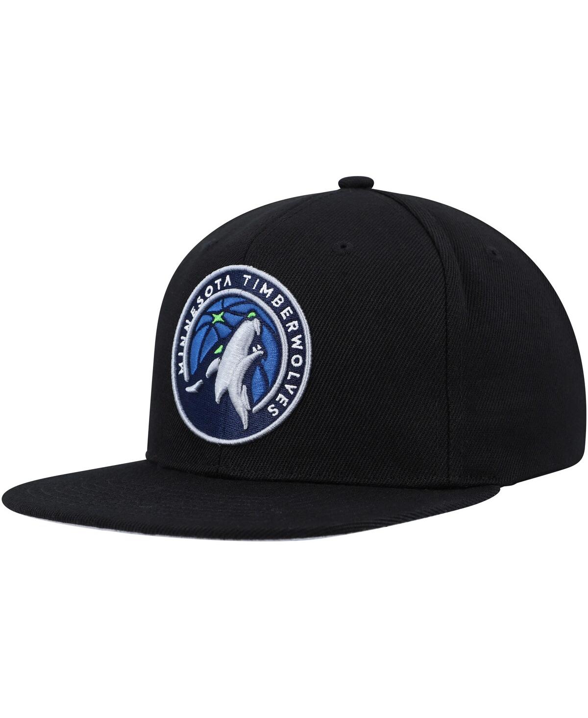Mitchell & Ness Men's  Black Minnesota Timberwolves Side Core 2.0 Snapback Hat In Black