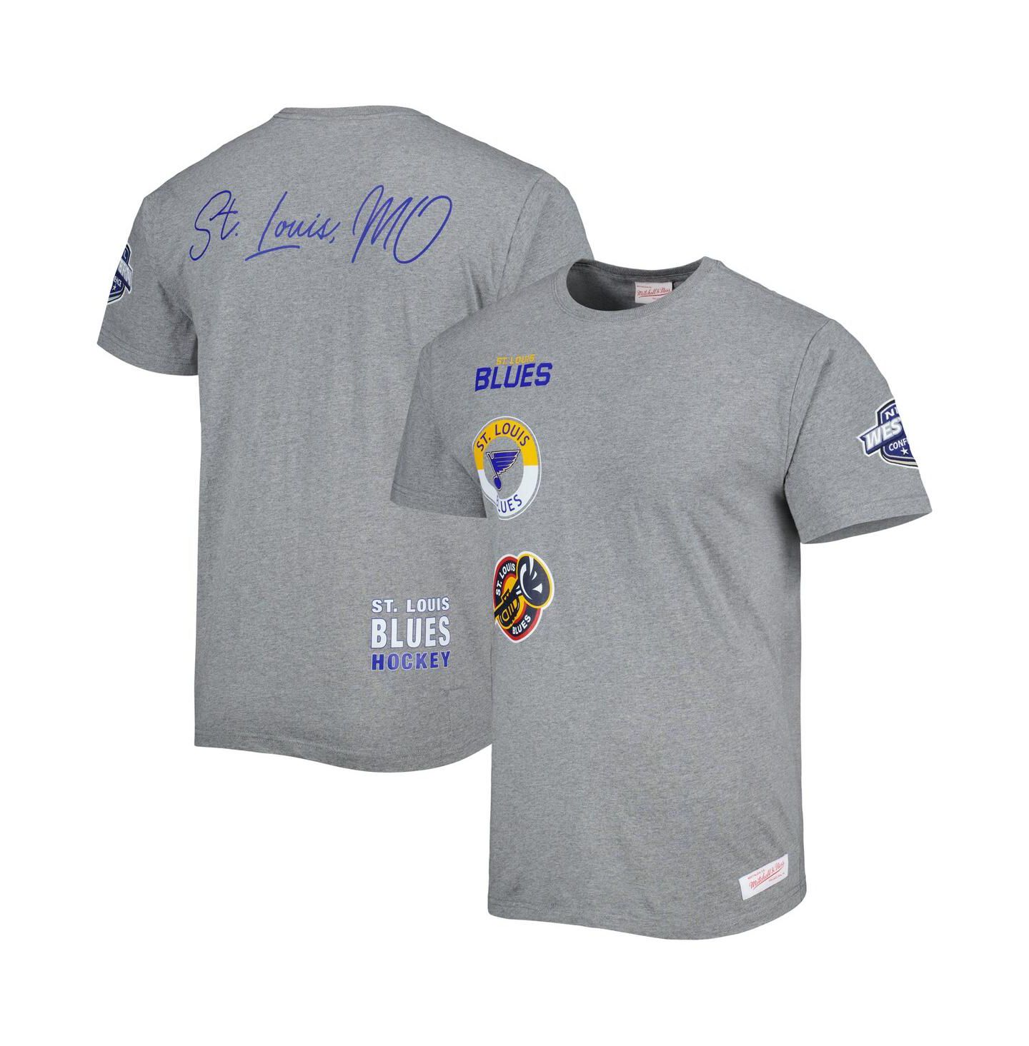 Мужская футболка Mitchell & Ness Heather Gray St. Louis Blues City Collection — фото 1