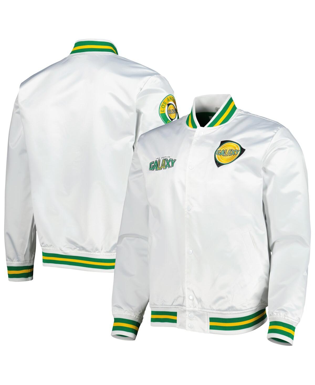Mitchell & Ness Men's  White La Galaxy City Full-snap Satin Jacket In White