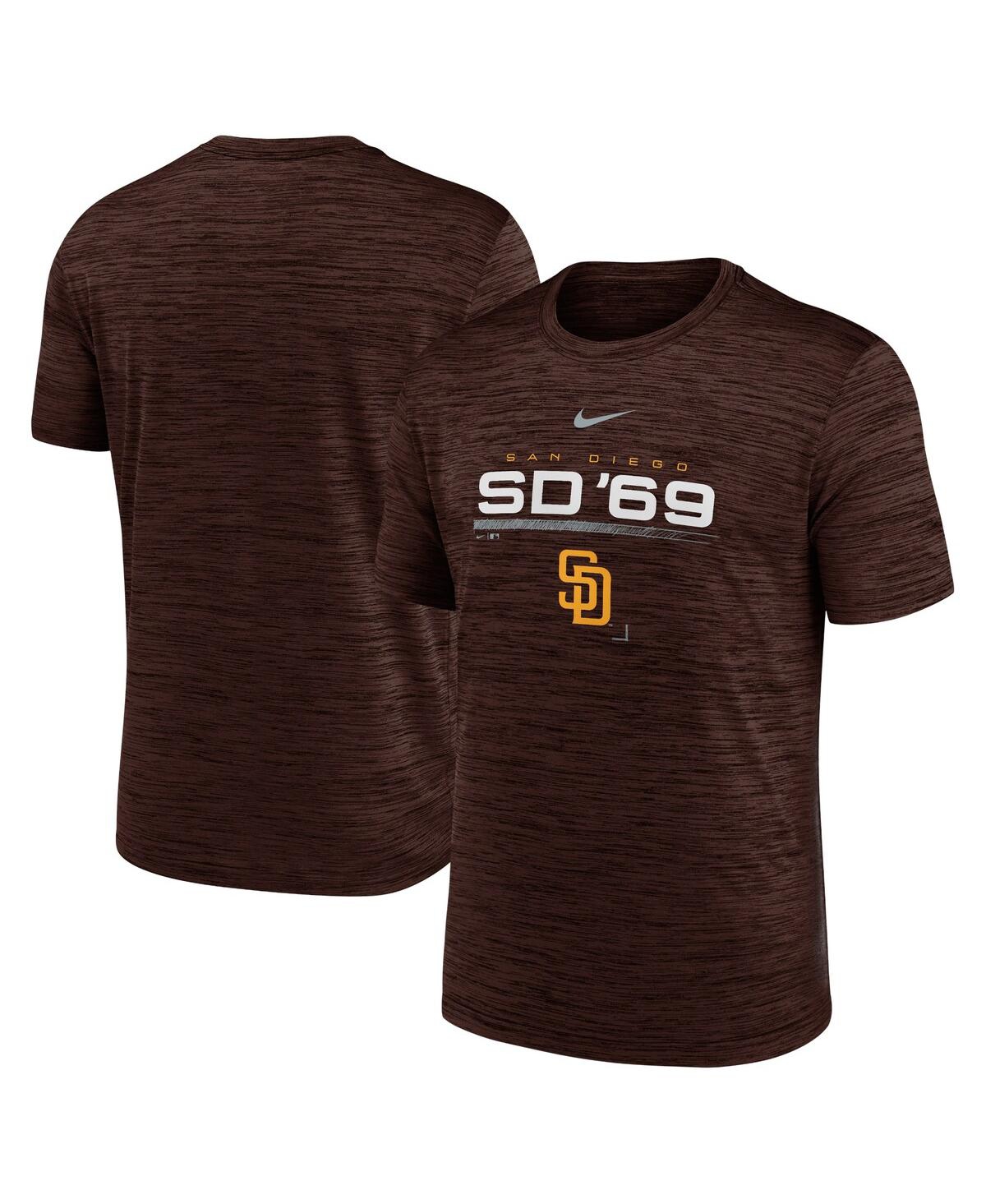 Shop Nike Men's  Brown San Diego Padres Wordmark Velocity Performance T-shirt
