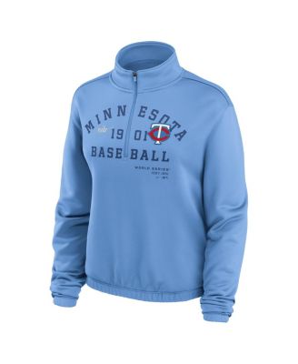 Women's Light Blue Minnesota Twins Rewind Splice Half-Zip Sweatshirt