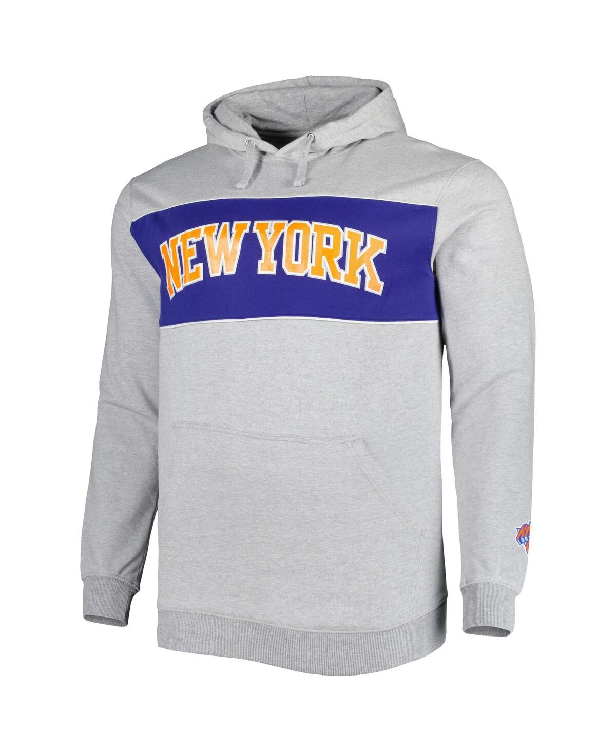 FANATICS MEN'S FANATICS HEATHER GRAY NEW YORK KNICKS BIG AND TALL WORDMARK PULLOVER HOODIE 