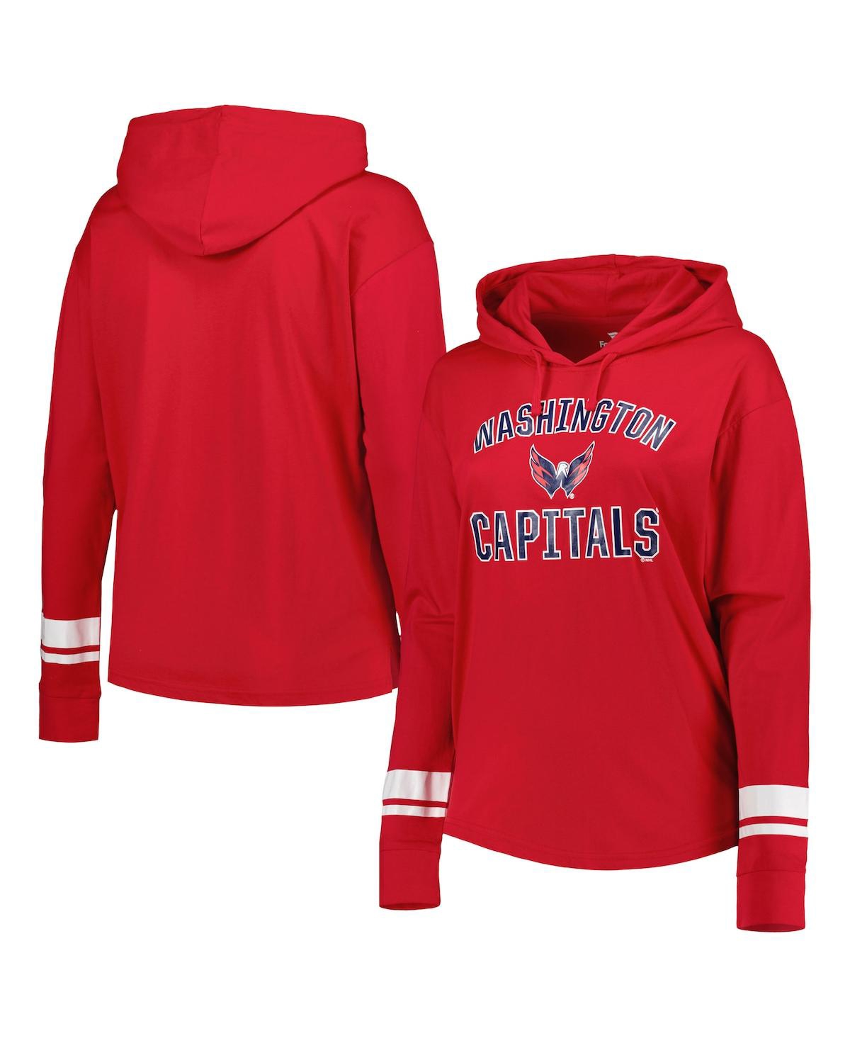 Women's Red Washington Capitals Colorblock Plus Size Pullover Hoodie Jacket - Red