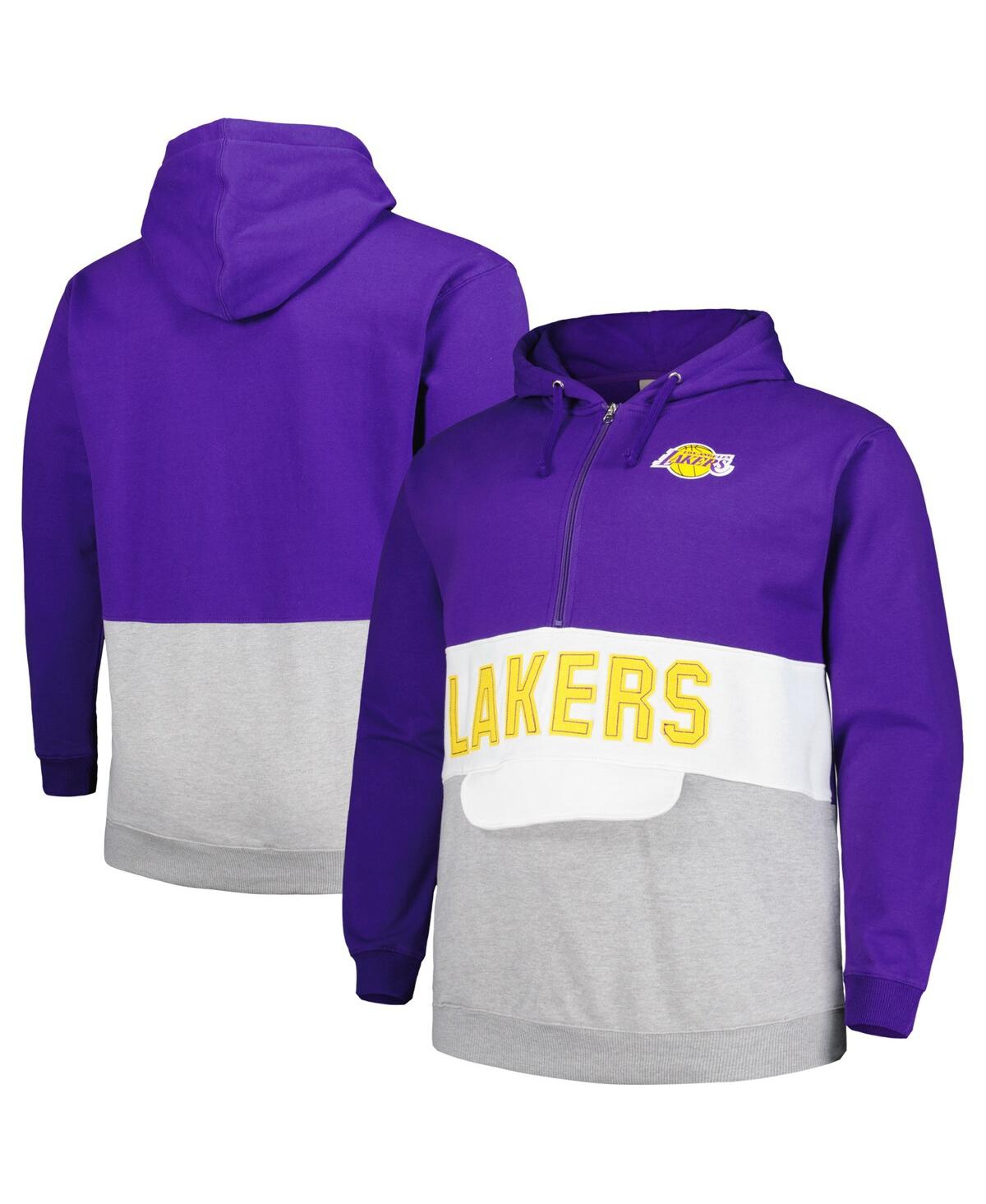 Shop Fanatics Men's  Purple Los Angeles Lakers Big And Tall Anorak Half-zip Hoodie