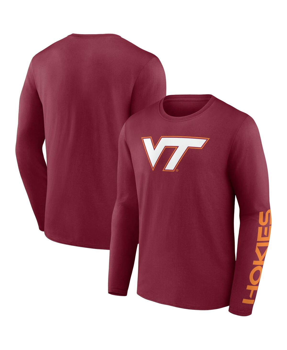 Fanatics Men's  Maroon Virginia Tech Hokies Double Time 2-hit Long Sleeve T-shirt