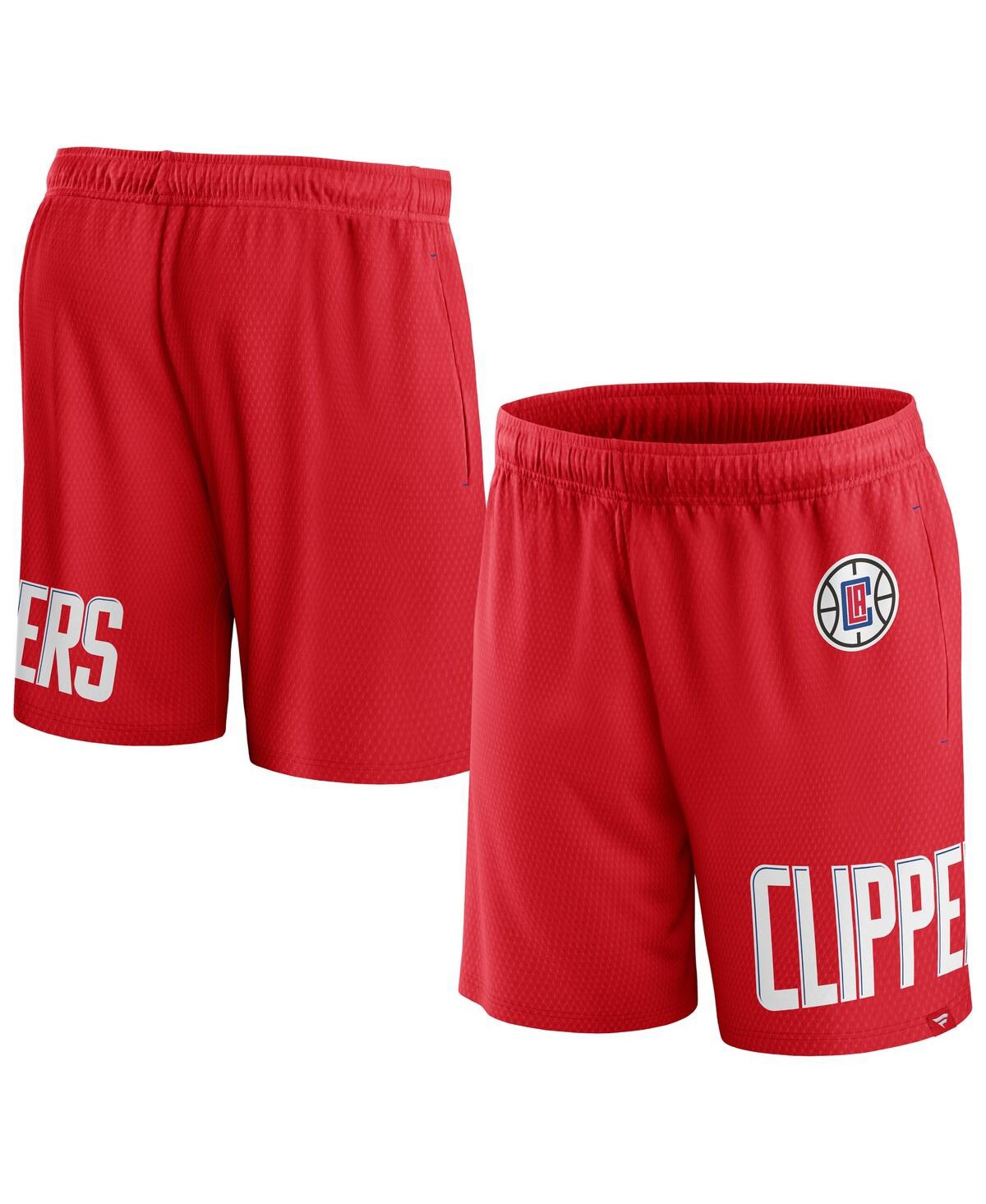 Shop Fanatics Men's  Red La Clippers Free Throw Mesh Shorts