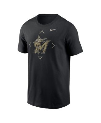 Men's Black Miami Marlins Camo Logo T-shirt