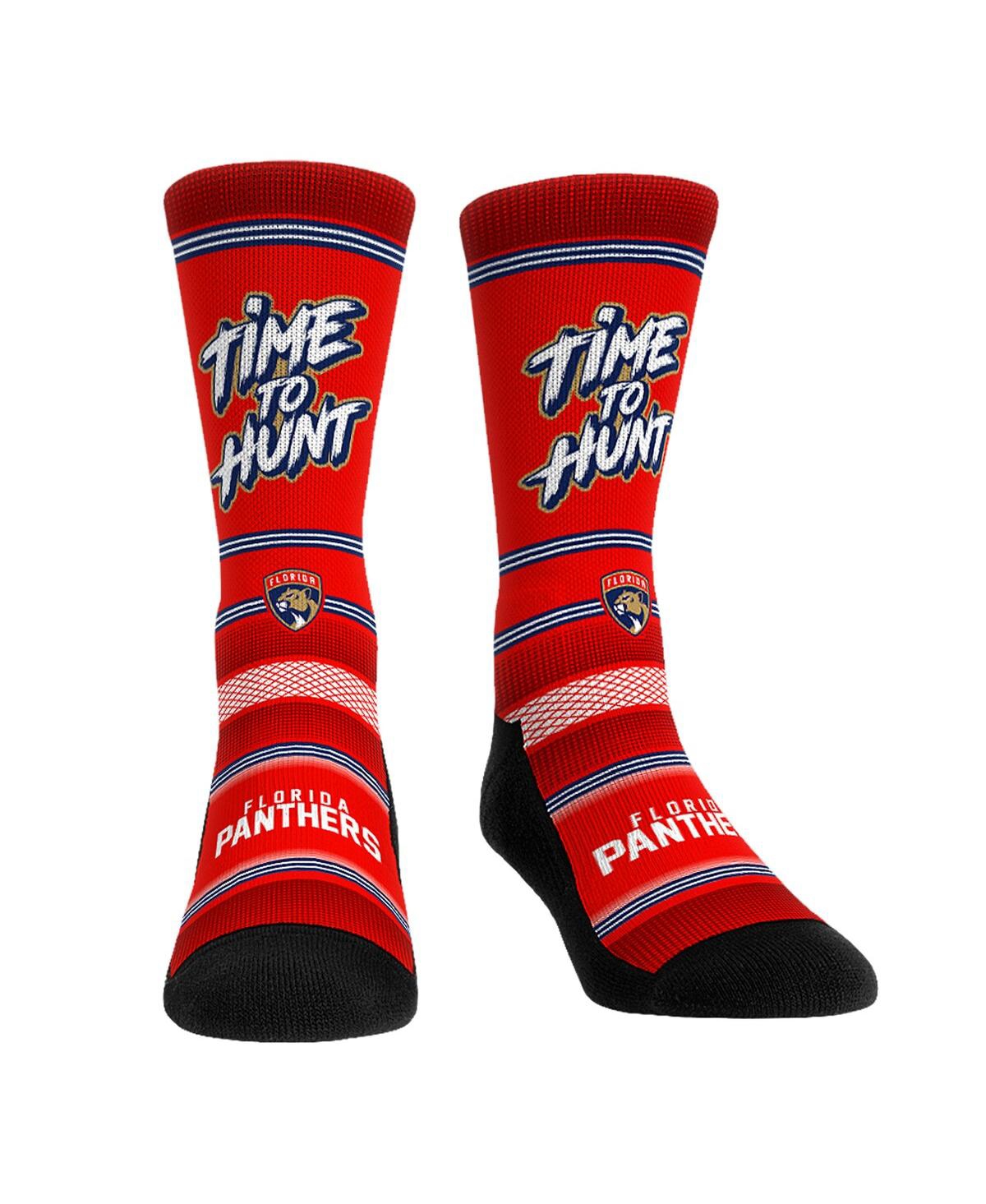 Rock 'em Men's And Women's  Socks Florida Panthers Team Slogan Crew Socks In Red