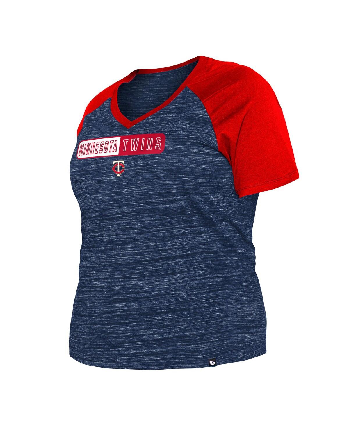 Shop New Era Women's  Navy Minnesota Twins Plus Size Space Dye Raglan V-neck T-shirt