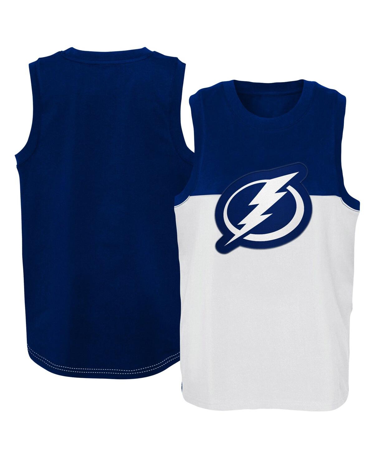 Outerstuff Kids' Big Boys And Girls White, Blue Tampa Bay Lightning Revitalize Tank Top In White,blue