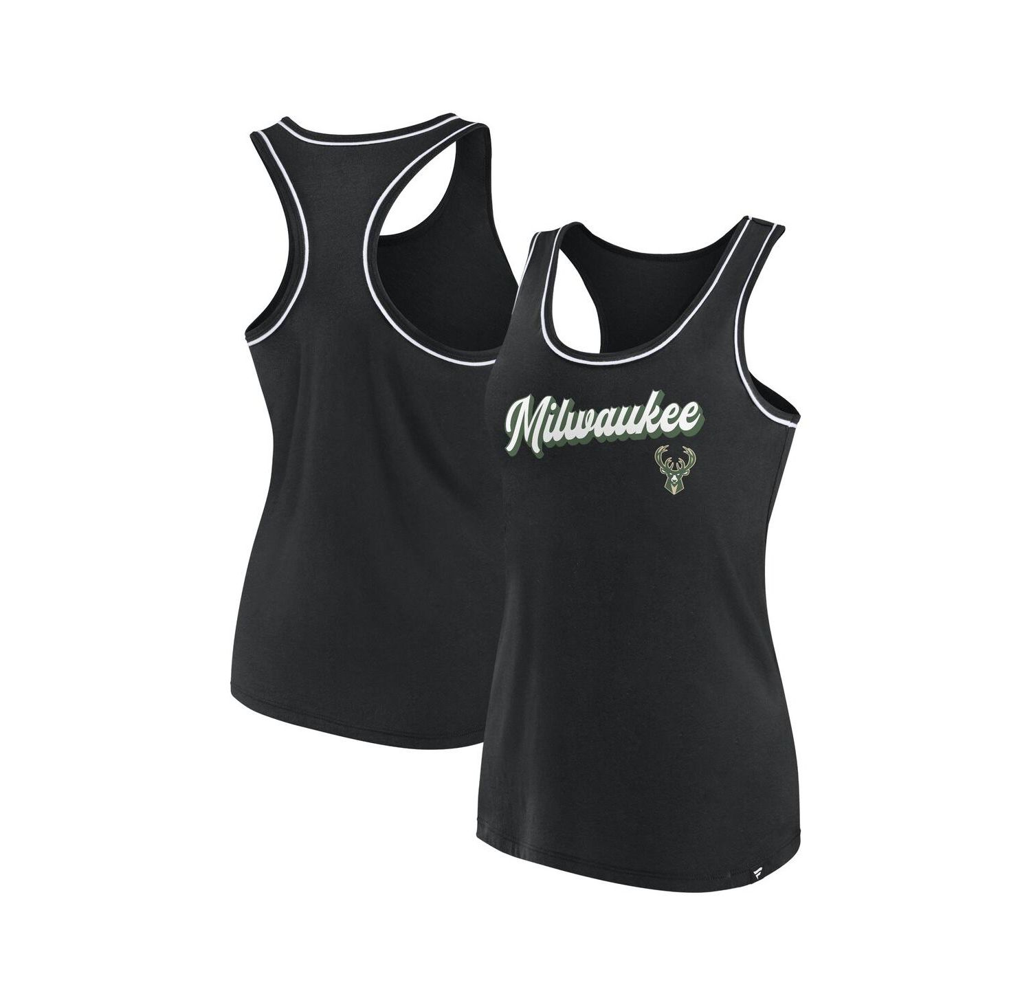 Women's Black Milwaukee Bucks Wordmark Logo Racerback Tank Top
