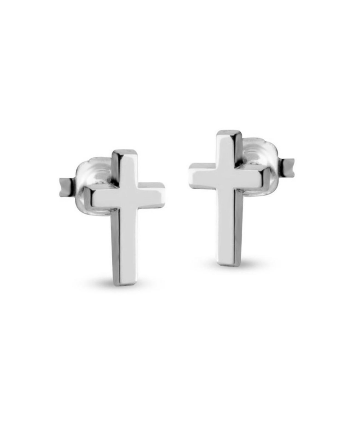 Cross Studs Earrings - Silver