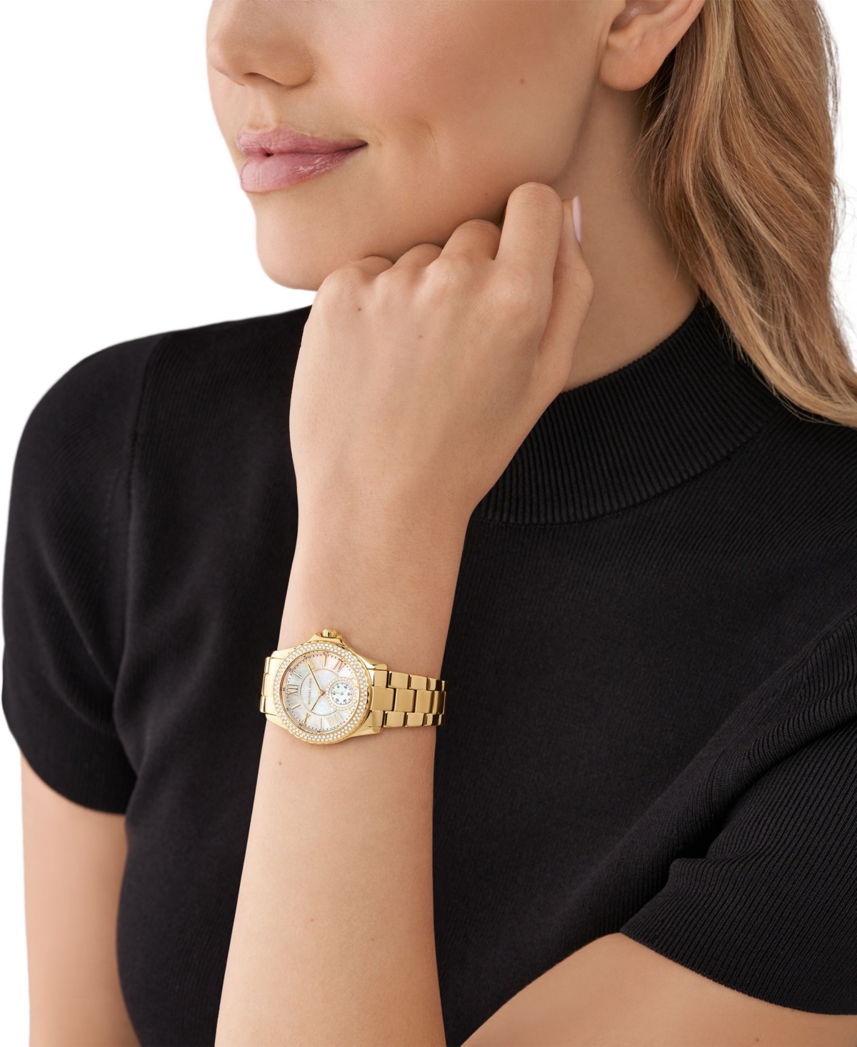 Shop Michael Kors Women's Everest Quartz Three-hand Gold-tone Stainless Steel Watch 33mm