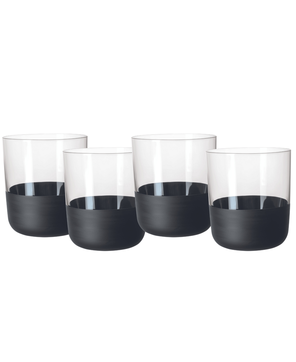 Villeroy & Boch Villeroy Boch Manufacture Rock Blanc Double Old Fashioned Glasses, Set Of 4 In Black