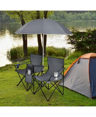 Folding Picnic Double Chair W/Umbrella Table Cooler Beach