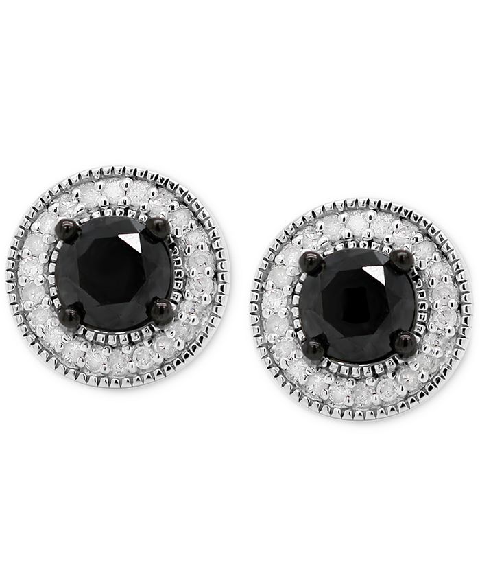 Macy's black diamond earrings discount