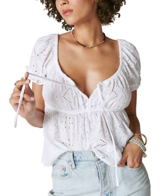 Lucky Brand - Women's Schiffley Tie-Front Babydoll Top