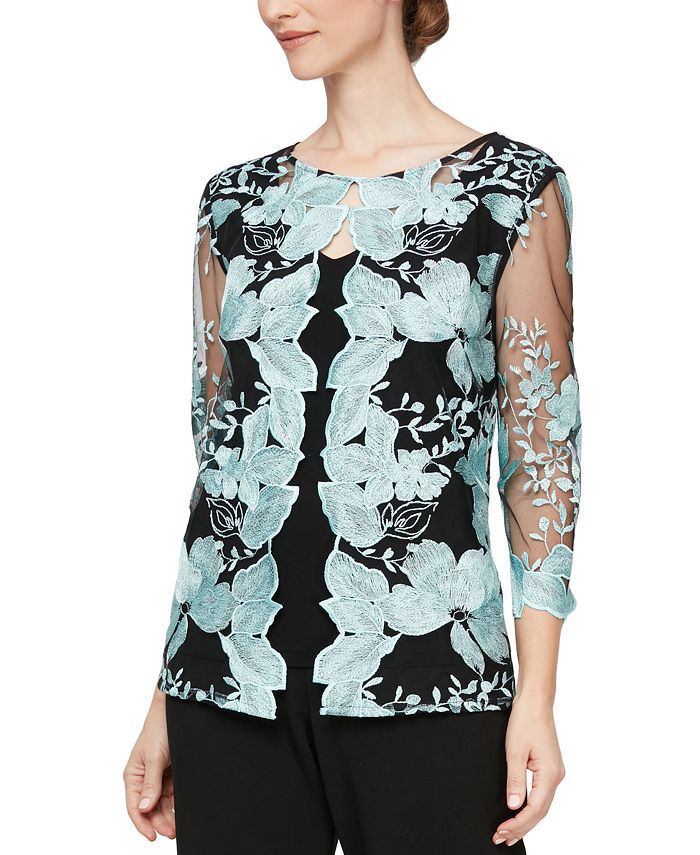 Alex Evenings Embroidered Jacket & Solid Tank - Macy's