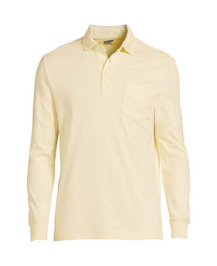 Lands' End Men's Tall Long Sleeve Super Soft Supima Polo Shirt with