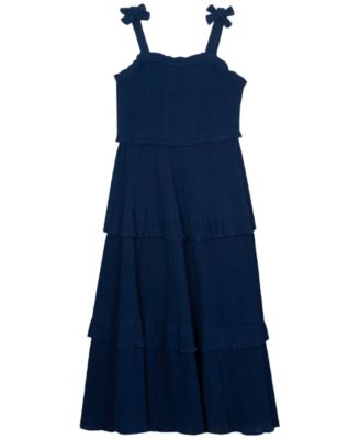 Rare Editions - Big Girls Smocked Bodice Tiered Ruffle Maxi Dress