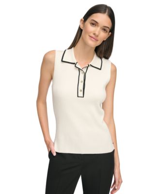 Tommy Hilfiger - Women's Ribbed Polo Sleeveless Top