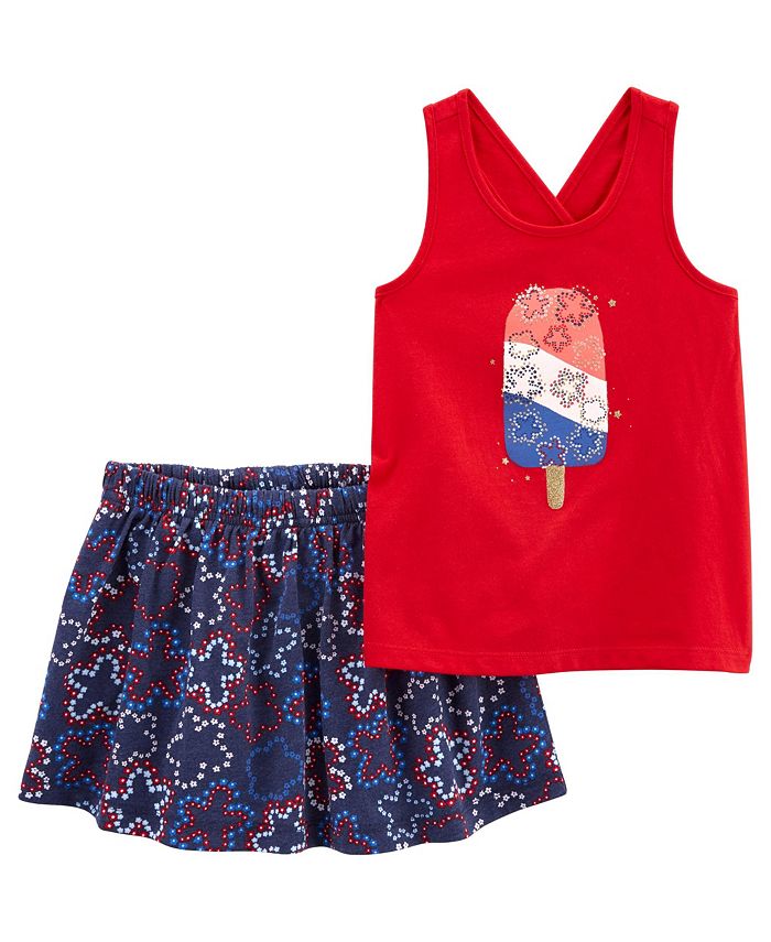 Carter's Toddler Girls 4th of July Outfit Tank and Skorts, 2 Piece Set