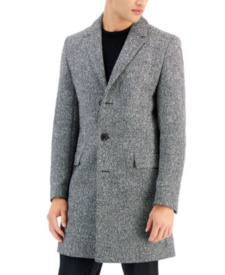 Men's Slim-Fit Migor Charcoal Overcoat
