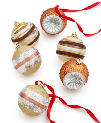 Holiday Lane - Shine Bright Plastic Reflector Ball Ornaments, Set of 6