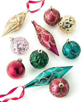 Holiday Lane Burgundy and Blush Plastic Ornaments, Set of 16, Created for  Macy's