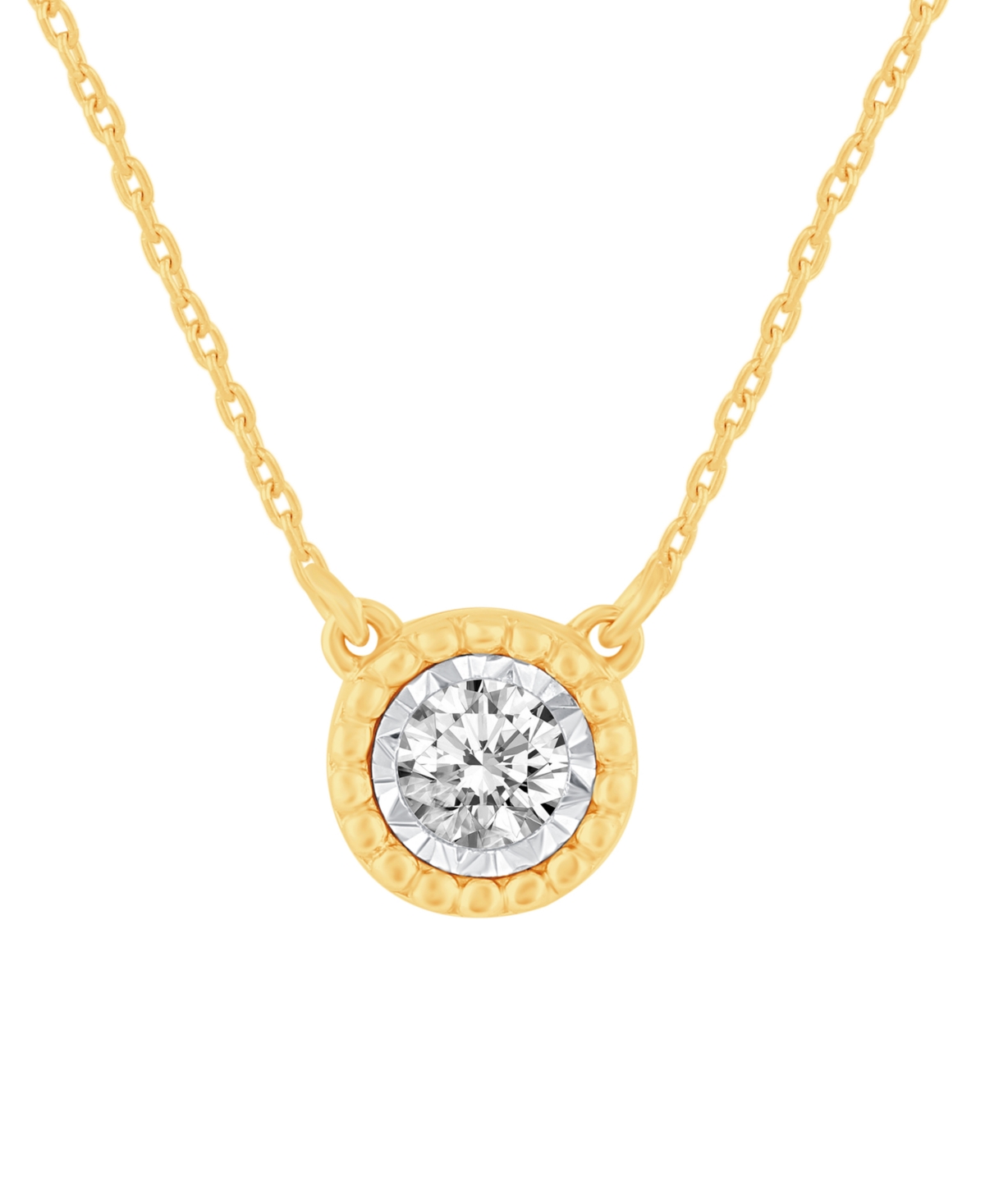 Macy's Diamond Beaded Frame 18" Pendant Necklace (1/2 Ct. T.w.) In 14k Gold In Yellow Gold