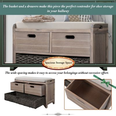 Streamdale Fully Assembled Shoe Bench with Storage and Basket