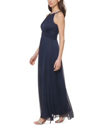 Jessica Howard Petite Embellished-Halter-Neck Sleeveless Gown Macy's