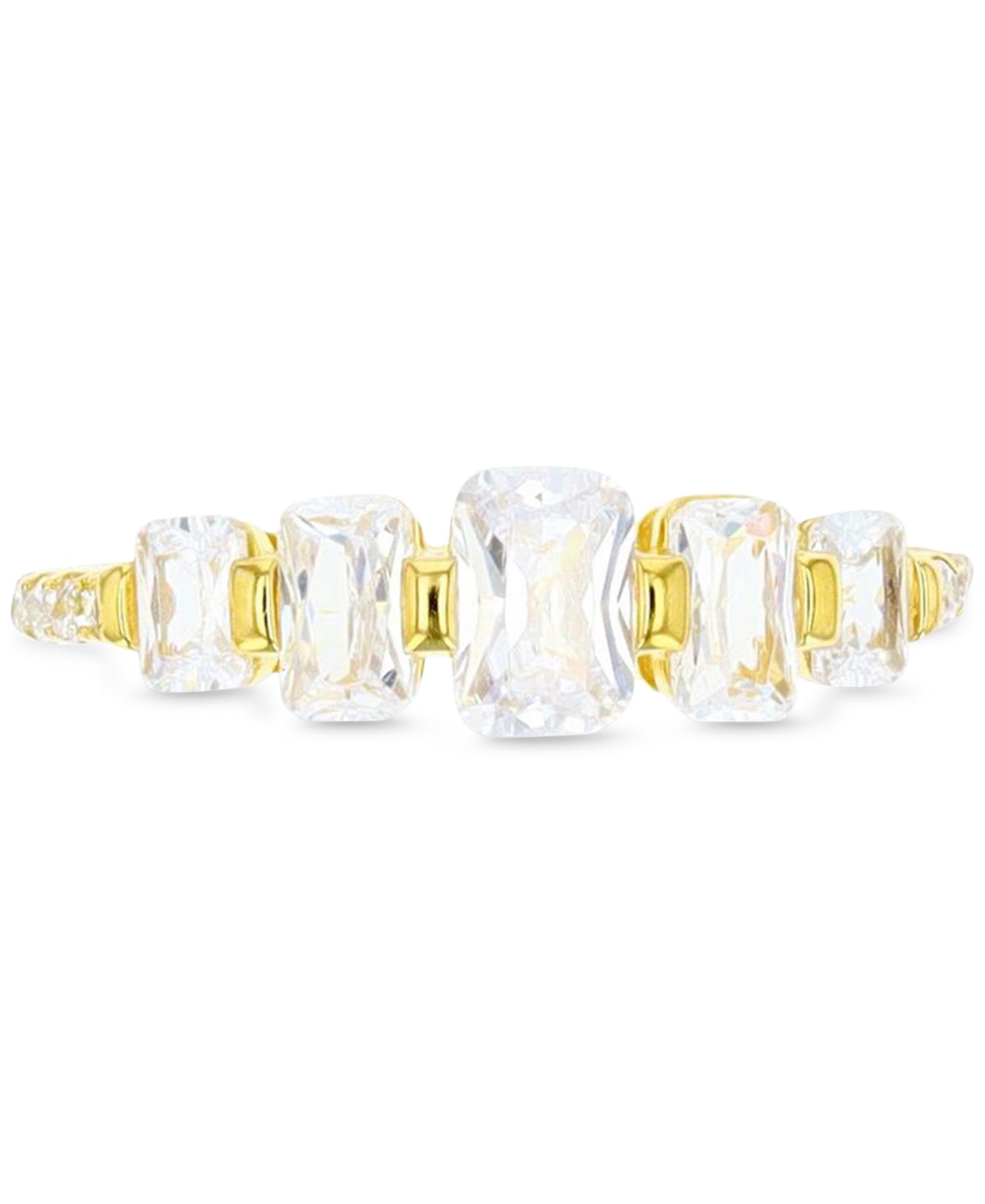 Cubic Zirconia Graduated Statement Ring in 14k Gold-Plated Sterling Silver