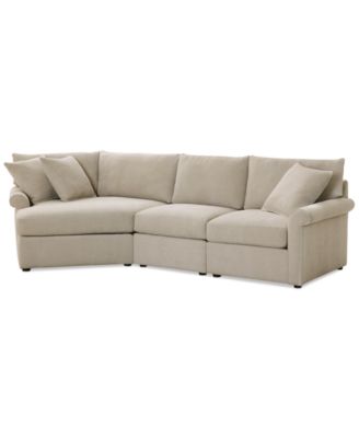 CLOSEOUT! Wrenley 131" 3-Pc. Fabric Modular Cuddler Chaise Sectional Sofa