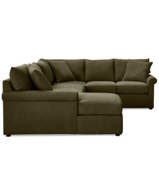 CLOSEOUT! Wrenley 138" 3-Pc. Fabric Sectional Chaise Sleeper Sofa, Created for Macy's