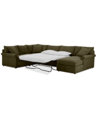 CLOSEOUT! Wrenley 138" 3-Pc. Fabric Sectional Chaise Sleeper Sofa, Created for Macy's