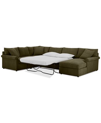 Fabric Sectional Chaise Sleeper Sofa
