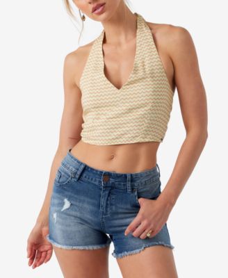 O'Neill - Juniors' Kennie Printed Crop Halter Tank Top