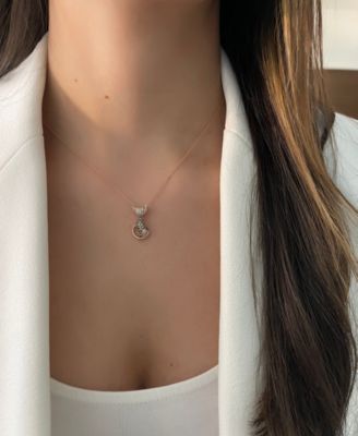 Nude Diamond (1/3 ct. t.w.) & Chocolate Diamond (1/4 ct. t.w.) Cat Necklace in 14k Rose Gold, 18" + 2" extender