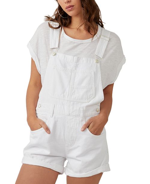 alfani Free People Women's Ziggy Cotton Adjustable-Straps Shortalls Women's Fashion Shoes & Accessories