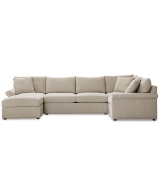Wrenley 138" 4-Pc. Fabric Modular Chaise Sleeper Sectional Sofa