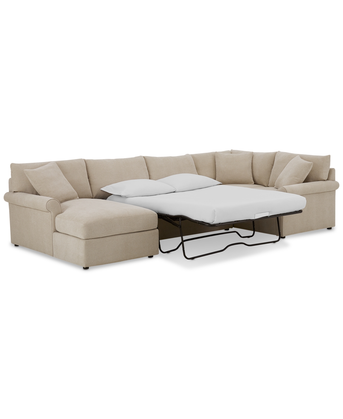 Furniture Wrenley 138" 4-pc. Fabric Modular Chaise Sleeper Sectional Sofa, Created For Macy's In Dove